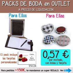 Pack Super-Ahorro de regalos Bodas en Outlet, con bolsas y tarjetas