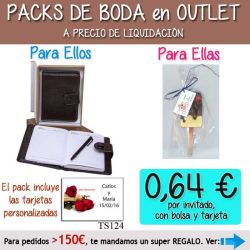 Pack Super-Ahorro de regalos Bodas en Outlet, con bolsas y tarjetas