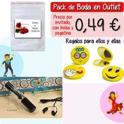 Pack Super-Ahorro de regalos Bodas en Outlet, con bolsas y tarjetas