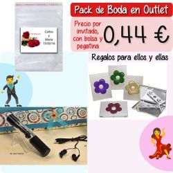 Pack Super-Ahorro de regalos Bodas en Outlet, con bolsas y tarjetas
