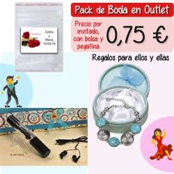 Pack Super-Ahorro de regalos Bodas en Outlet, con bolsas y tarjetas