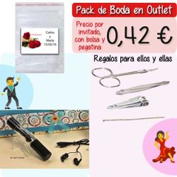 Pack Super-Ahorro de regalos Bodas en Outlet, con bolsas y tarjetas