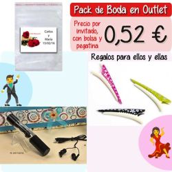 Pack Super-Ahorro de regalos Bodas en Outlet, con bolsas y tarjetas