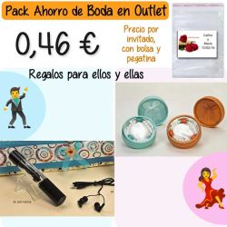 Pack Super-Ahorro de regalos Bodas en Outlet, con bolsas y tarjetas