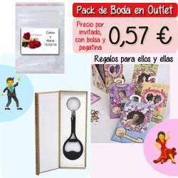 Pack Super-Ahorro de regalos Bodas en Outlet, con bolsas y tarjetas