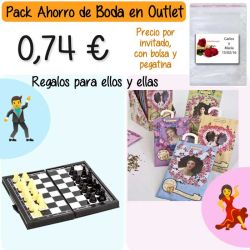 Pack Super-Ahorro de regalos Bodas en Outlet, con bolsas y tarjetas