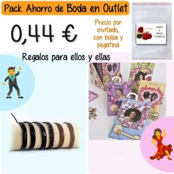 Pack Super-Ahorro de regalos Bodas en Outlet, con bolsas y tarjetas
