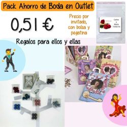 Pack Super-Ahorro de regalos Bodas en Outlet, con bolsas y tarjetas