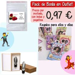 Pack Super-Ahorro de regalos Bodas en Outlet, con bolsas y tarjetas