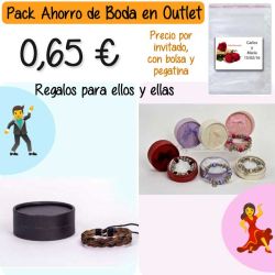 Pack Super-Ahorro de regalos Bodas en Outlet, con bolsas y tarjetas
