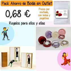 Pack Super-Ahorro de regalos Bodas en Outlet, con bolsas y tarjetas