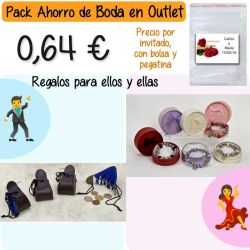 Pack Super-Ahorro de regalos Bodas en Outlet, con bolsas y tarjetas
