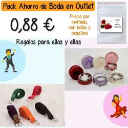 Pack Super-Ahorro de regalos Bodas en Outlet, con bolsas y tarjetas
