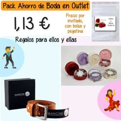Pack Super-Ahorro de regalos Bodas en Outlet, con bolsas y tarjetas