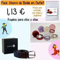 Pack Super-Ahorro de regalos Bodas en Outlet, con bolsas y tarjetas