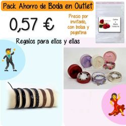 Pack Super-Ahorro de regalos Bodas en Outlet, con bolsas y tarjetas