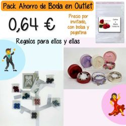 Pack Super-Ahorro de regalos Bodas en Outlet, con bolsas y tarjetas