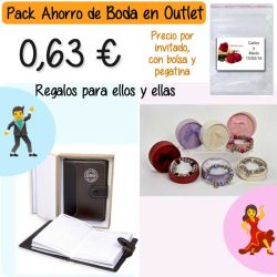 Pack Super-Ahorro de regalos Bodas en Outlet, con bolsas y tarjetas