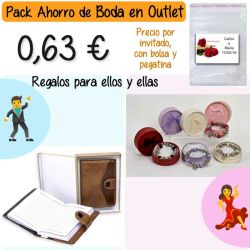 Pack Super-Ahorro de regalos Bodas en Outlet, con bolsas y tarjetas