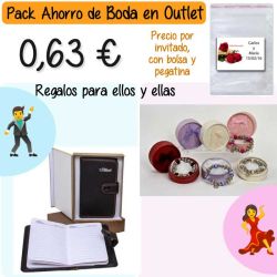 Pack Super-Ahorro de regalos Bodas en Outlet, con bolsas y tarjetas