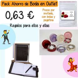 Pack Super-Ahorro de regalos Bodas en Outlet, con bolsas y tarjetas