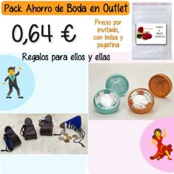 Pack Super-Ahorro de regalos Bodas en Outlet, con bolsas y tarjetas