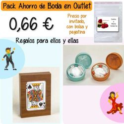 Pack Super-Ahorro de regalos Bodas en Outlet, con bolsas y tarjetas