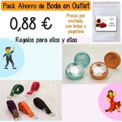 Pack Super-Ahorro de regalos Bodas en Outlet, con bolsas y tarjetas