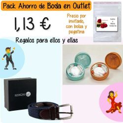 Pack Super-Ahorro de regalos Bodas en Outlet, con bolsas y tarjetas