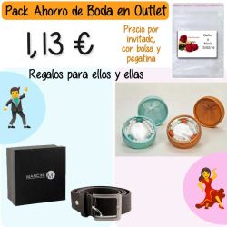 Pack Super-Ahorro de regalos Bodas en Outlet, con bolsas y tarjetas