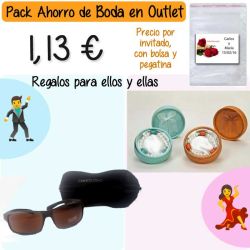 Pack Super-Ahorro de regalos Bodas en Outlet, con bolsas y tarjetas