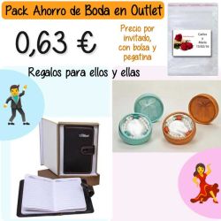 Pack Super-Ahorro de regalos Bodas en Outlet, con bolsas y tarjetas