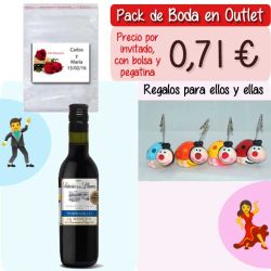 Pack Super-Ahorro de regalos Bodas en Outlet, con bolsas y tarjetas