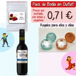 Pack Super-Ahorro de regalos Bodas en Outlet, con bolsas y tarjetas