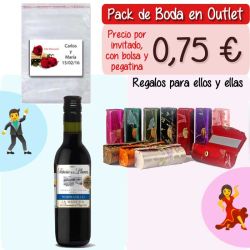 Pack Super-Ahorro de regalos Bodas en Outlet, con bolsas y tarjetas