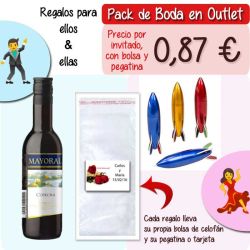 Pack Super-Ahorro de regalos Bodas en Outlet, con bolsas y tarjetas