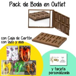Espejo tableta de chocolate en caja de cartón con lazo y asas