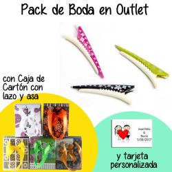 Pinzas para pelo surtidas en caja de cartón con lazo y asas