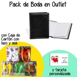 Libreta de caballero en caja de cartón con lazo y asas