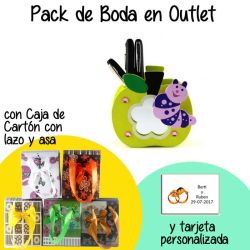 Lapicero con gusano y espejo en caja de cartón con lazo y asas