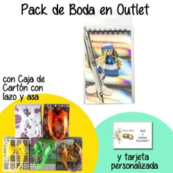 Libreta muñeca con boli en caja de cartón con lazo y asas