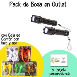 Linterna negra en caja de cartón con lazo y asas