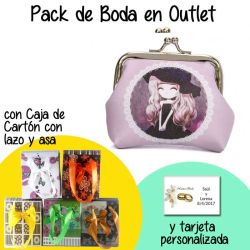 Monedero niña lila en caja de cartón con lazo y asas