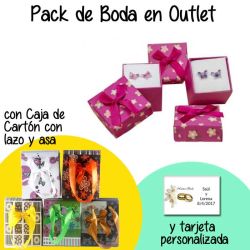 Pendientes de mariposa surtidos en caja de cartón con lazo y asas