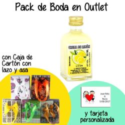 Licor de Crema de limón en caja de cartón con lazo y asas