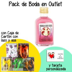 Licor de fresas con nata en caja de cartón con lazo y asas