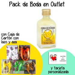 Licor de Crema de plátano en caja de cartón con lazo y asas