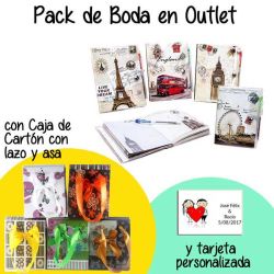 Libreta vintage monumentos en caja de cartón con lazo y asas