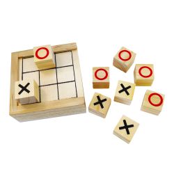 Juego de 3 en raya de madera, clásico y durable.