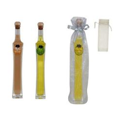 ´BOTELLA DE LICOR ESMERALDA (10 cl.) + BOLSA TUL LISA (8527)